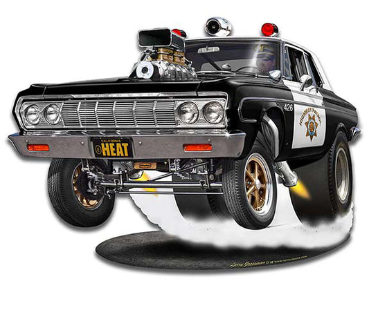 Mopar Cop Car Cut-out Vintage Sign, Automotive, Metal Sign, Wall Art, 18 X 13 Inches