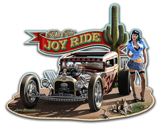 Rat Rod Joy Ride Mild Vintage Sign, Automotive, Metal Sign, Wall Art, 18 X 15 Inches