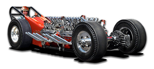 1964 Tommy Ivo Dragster Vintage Sign, Automotive, Metal Sign, Wall Art, 18 X 8 Inches