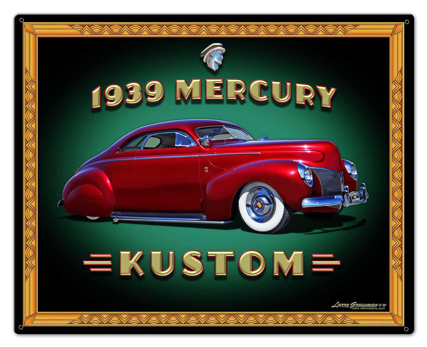 1939 Merc Kustom Frame Vintage Sign, Automotive, Metal Sign, Wall Art, 30 X 24 Inches