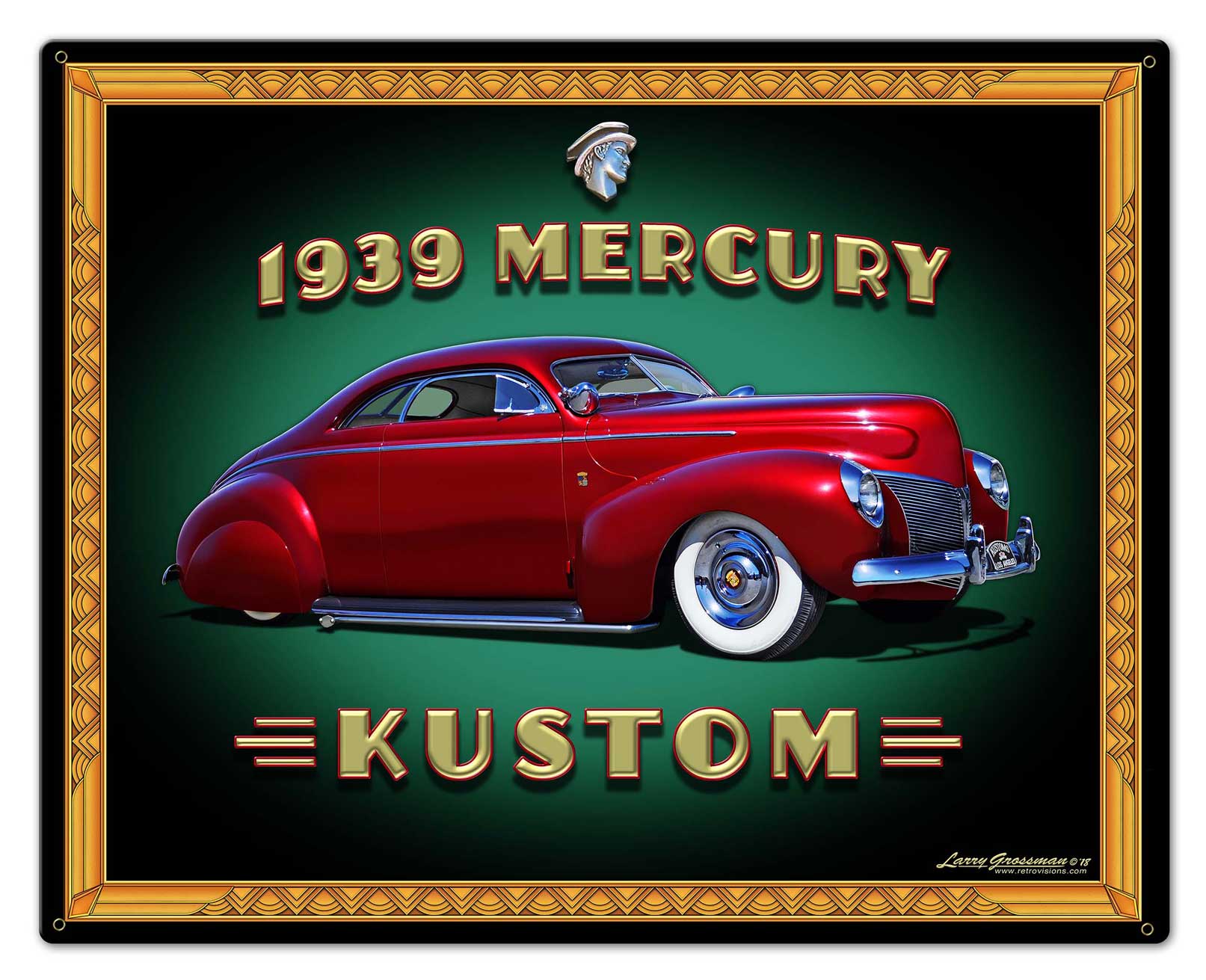 1939 Merc Kustom Frame Vintage Sign, Automotive, Metal Sign, Wall Art, 30 X 24 Inches