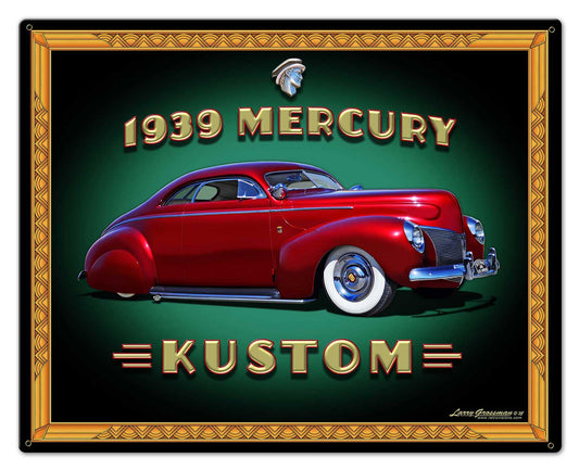 1939 Merc Kustom Frame Vintage Sign, Automotive, Metal Sign, Wall Art, 30 X 24 Inches