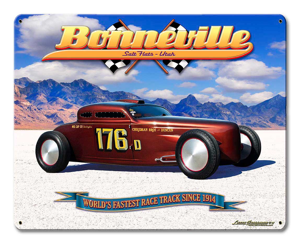 Bonneville Speed Coupe Vintage Sign, Automotive, Metal Sign, Wall Art, 15 X 12 Inches