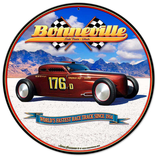 Bonneville Speed Coupe Vintage Sign, Automotive, Metal Sign, Wall Art, 14 X 14 Inches