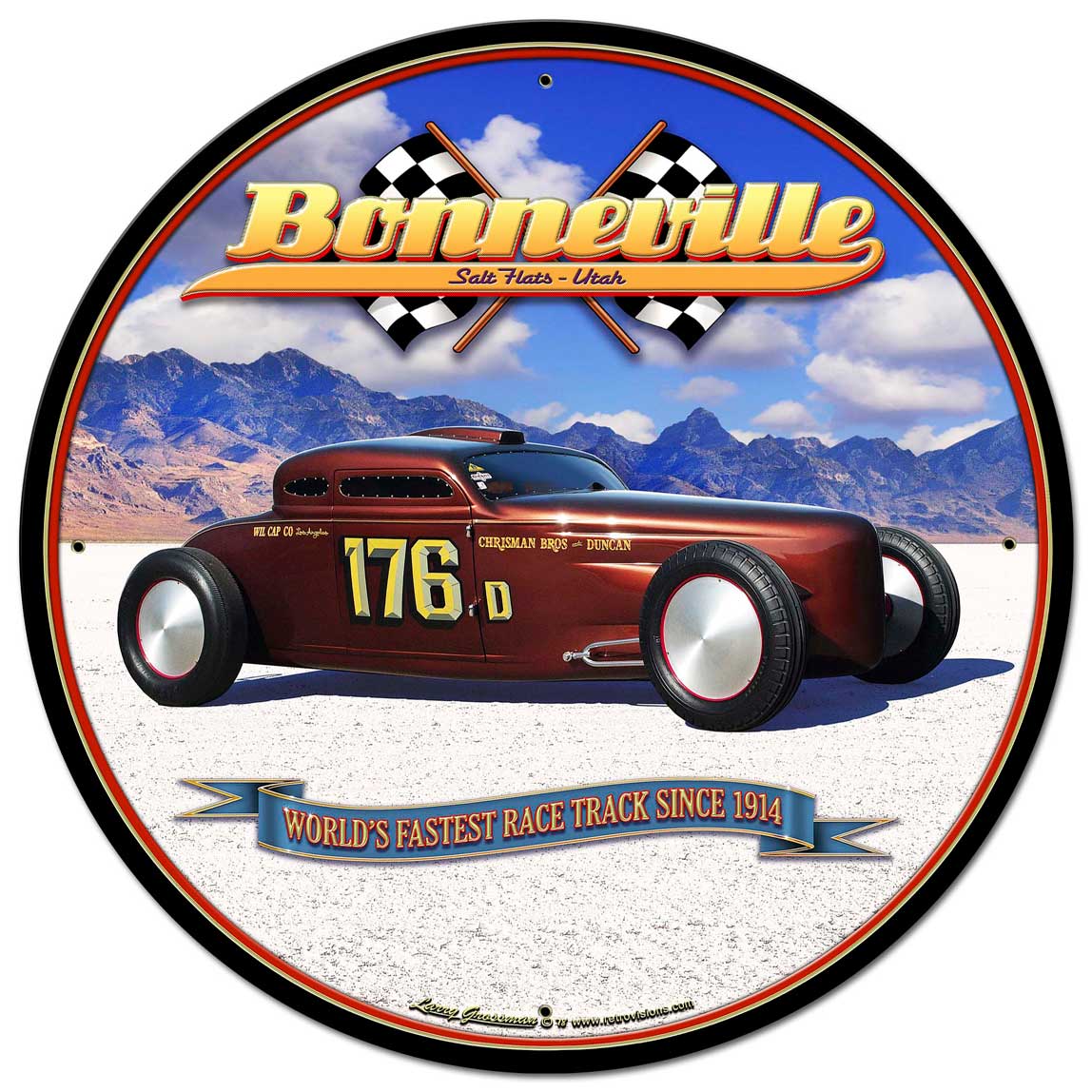 Bonneville Speed Coupe Vintage Sign, Automotive, Metal Sign, Wall Art, 28 X 28 Inches