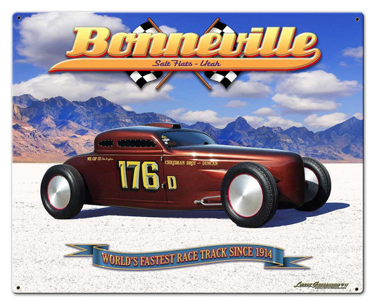 Bonneville Speed Coupe Vintage Sign, Automotive, Metal Sign, Wall Art, 30 X 24 Inches