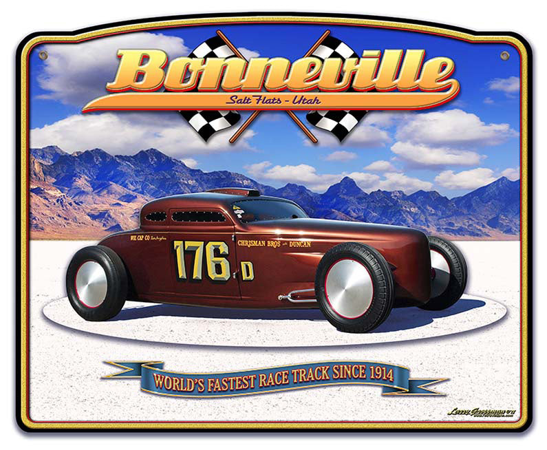 Bonneville Speed Coupe 3D Vintage Sign, Automotive, Metal Sign, Wall Art, 18 X 15 Inches