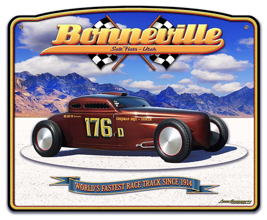 Bonneville Speed Coupe 3D Vintage Sign, Automotive, Metal Sign, Wall Art, 18 X 15 Inches