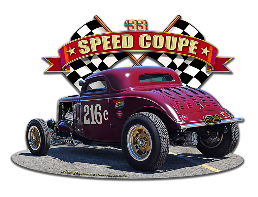 1933 Speed Coupe Vintage Sign, Automotive, Metal Sign, Wall Art, 18 X 13 Inches