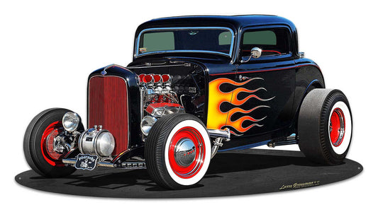 1932 Deuce Coupe Cutout Vintage Sign, Automotive, Metal Sign, Wall Art, 30 X 16 Inches