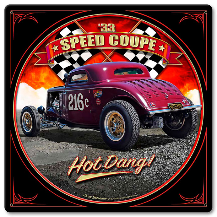 1933 Speed Coupe Vintage Sign, Automotive, Metal Sign 1, Wall Art, 12 X 12 Inches