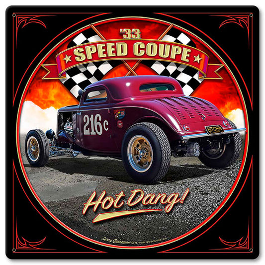 1933 Speed Coupe Vintage Sign, Automotive, Metal Sign 1, Wall Art, 12 X 12 Inches