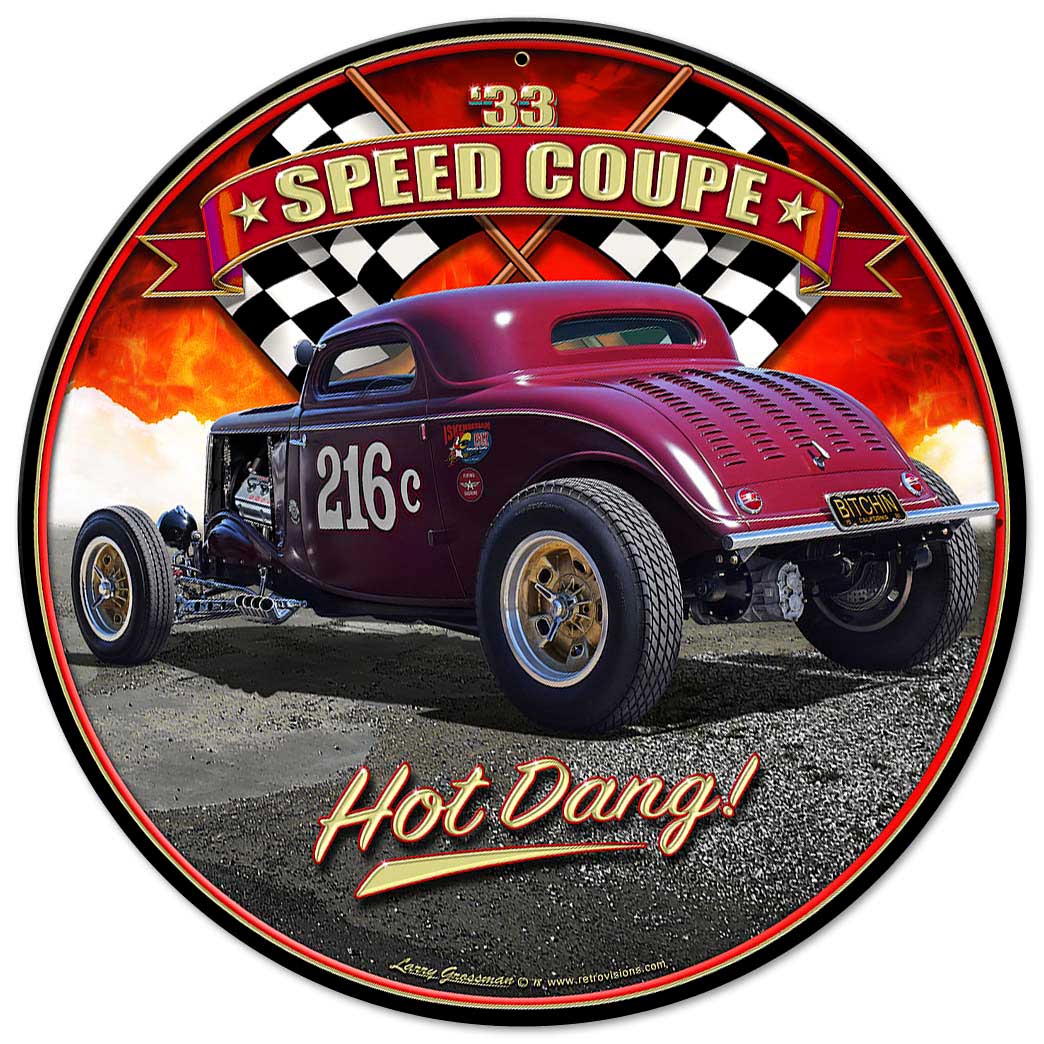 1933 Speed Coupe 14inch Round Vintage Sign, Automotive, Metal Sign, Wall Art, 14 X 14 Inches