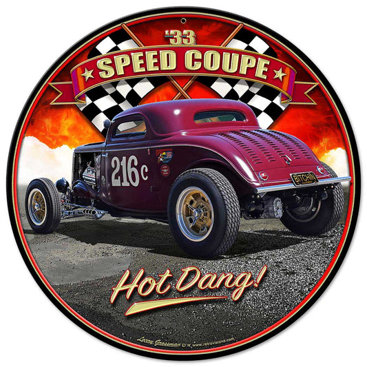 1933 Speed Coupe 14inch Round Vintage Sign, Automotive, Metal Sign, Wall Art, 14 X 14 Inches