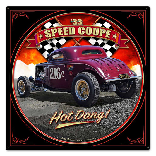 1933 Speed Coupe Vintage Sign, Automotive, Metal Sign 2, Wall Art, 24 X 24 Inches