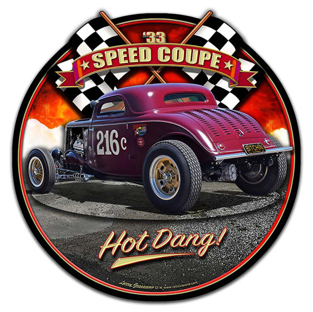 1933 Speed Coupe 3-D Vintage Sign, Automotive, Metal Sign, Wall Art, 19 X 19 Inches