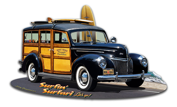 1939 Woody Cutout Vintage Sign, Automotive, Metal Sign, Wall Art, 18 X 11 Inches