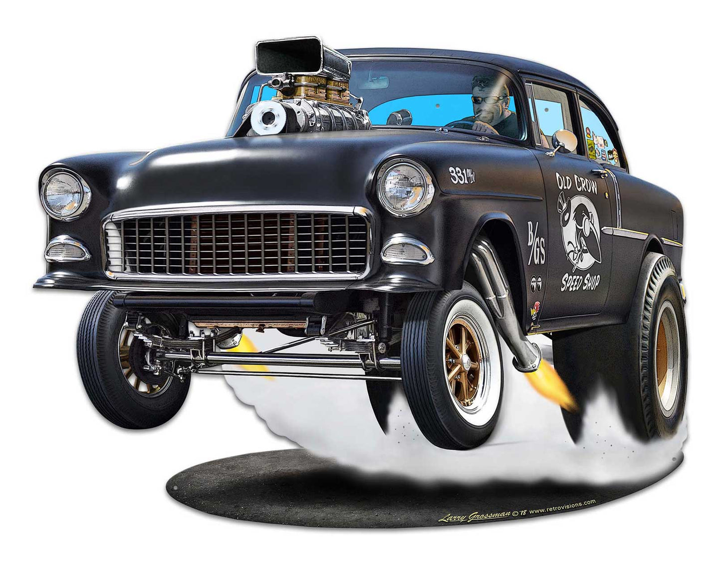 1955 Chevy Gasser Cutout Vintage Sign, Automotive, Metal Sign, Wall Art, 29 X 22 Inches