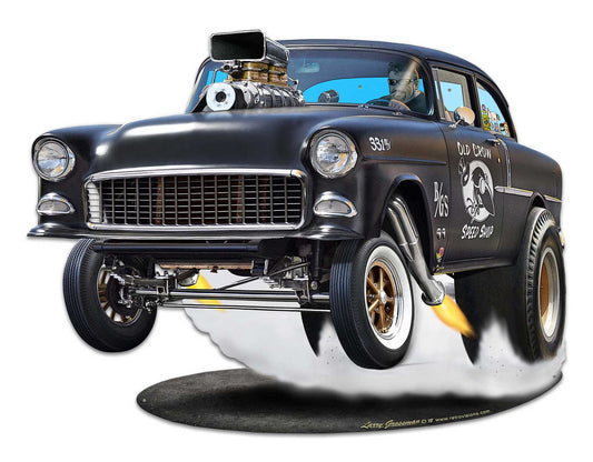 1955 Chevy Gasser Cutout Vintage Sign, Automotive, Metal Sign, Wall Art, 29 X 22 Inches