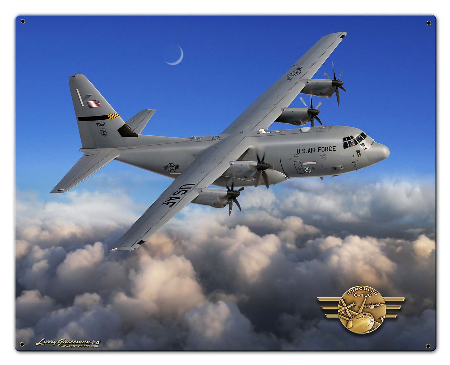 C-130 Hercules Vintage Sign, Automotive, Metal Sign, Wall Art, 30 X 24 Inches