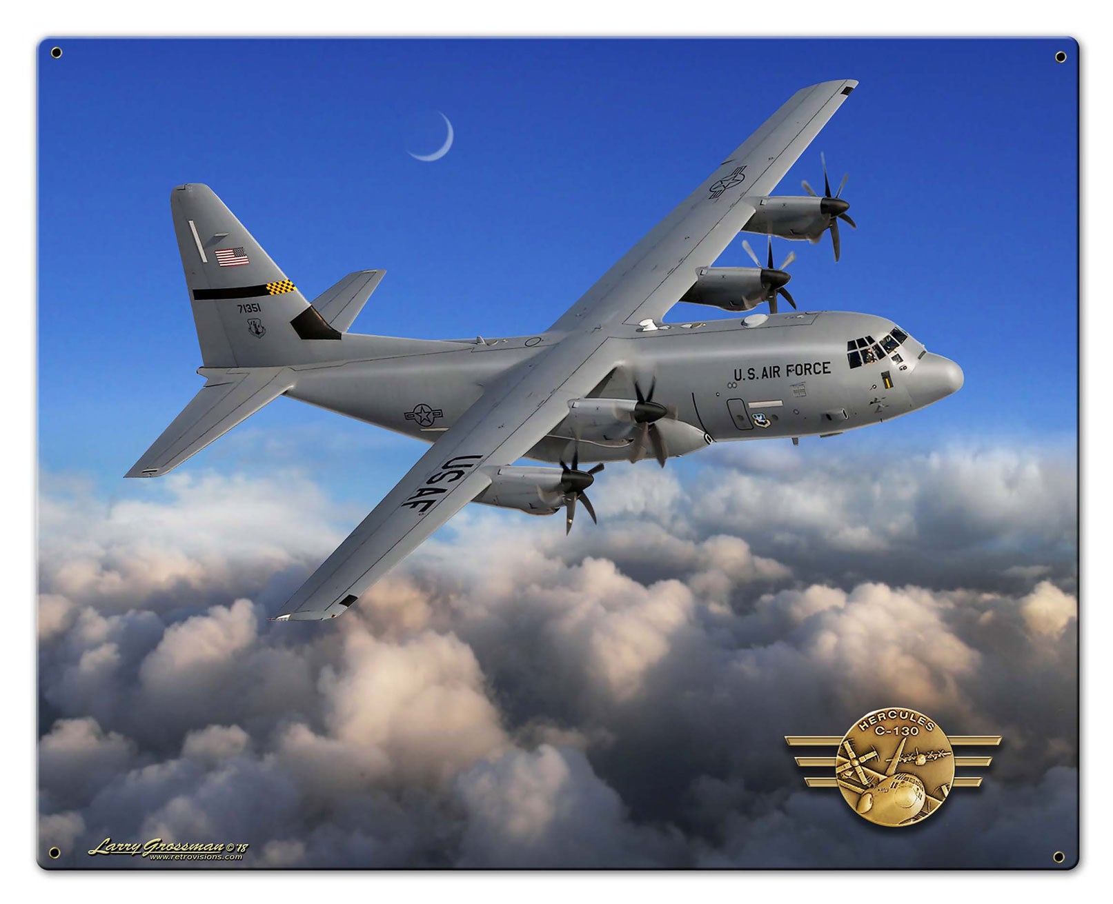 C-130 Hercules Vintage Sign, Automotive, Metal Sign, Wall Art, 30 X 24 Inches