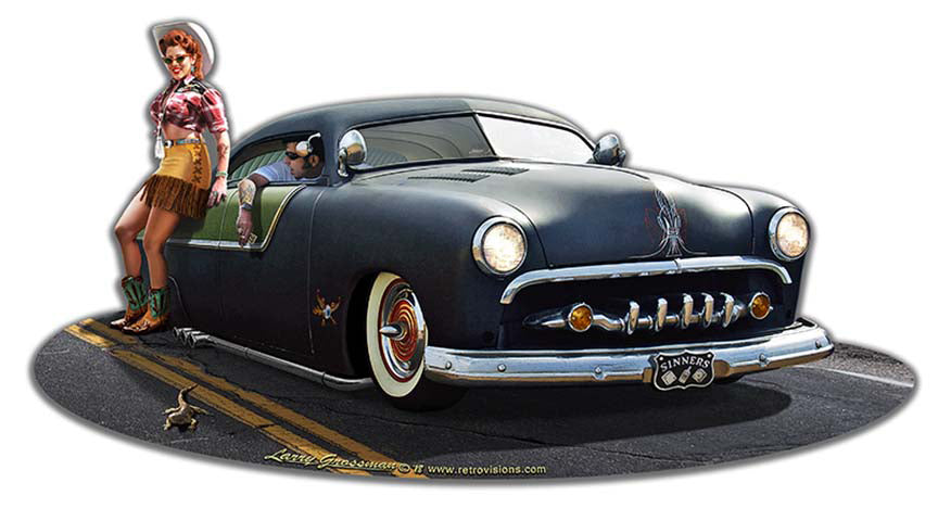 1951 Led Sled Cutout Vintage Sign, Automotive, Metal Sign, Wall Art, 18 X 10 Inches