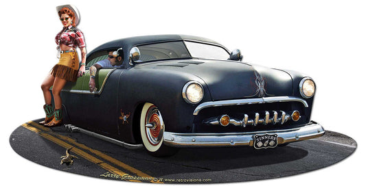 1951 Led Sled Cutout Vintage Sign, Automotive, Metal Sign, Wall Art, 30 X 15 Inches