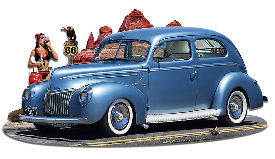 1939 Rod Sedan Cutout Vintage Sign, Automotive, Metal Sign, Wall Art, 18 X 10 Inches