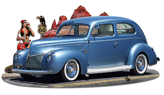 1939 Rod Sedan Cutout Vintage Sign, Automotive, Metal Sign, Wall Art, 18 X 10 Inches