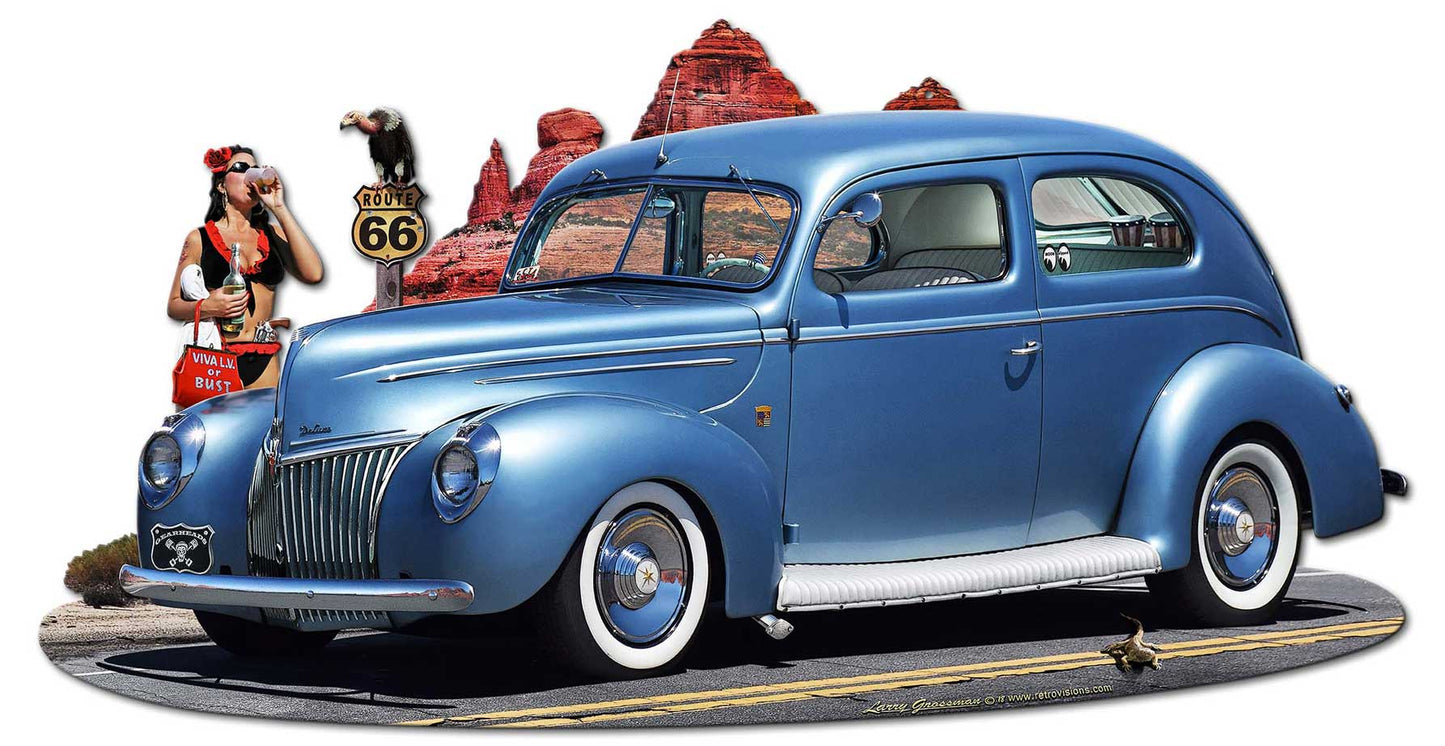 1939 Rod Sedan Cutout Vintage Sign, Automotive, Metal Sign, Wall Art, 30 X 15 Inches