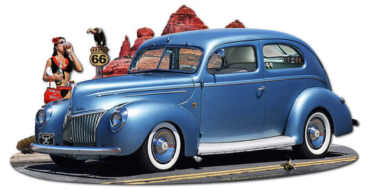 1939 Rod Sedan Cutout Vintage Sign, Automotive, Metal Sign, Wall Art, 30 X 15 Inches