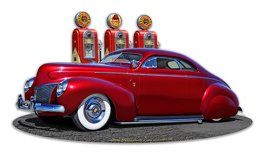 1939 Merc Kustom Fill-up NG Vintage Sign, Automotive, Metal Sign, Wall Art, 18 X 10 Inches