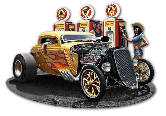 1933 Blown Coupe Fill-up Vintage Sign, Automotive, Metal Sign, Wall Art, 18 X 13 Inches