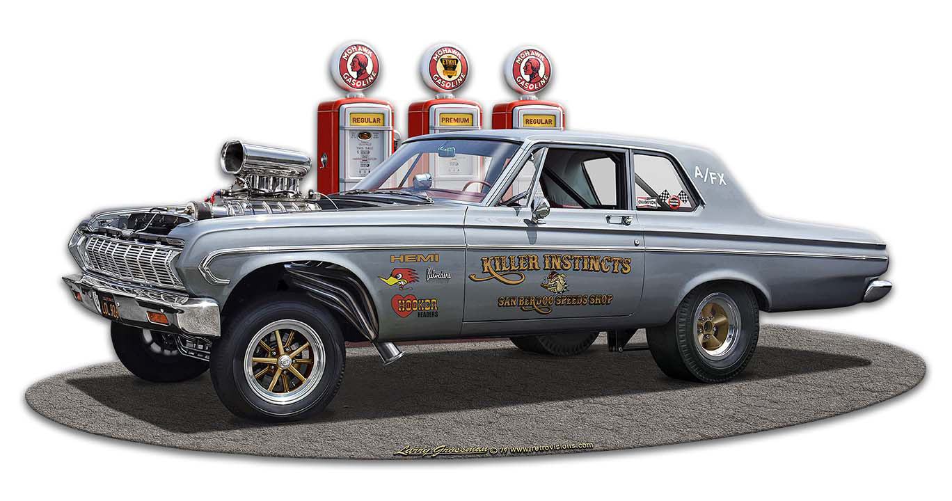 1964 Plymouth Gasser Cutout Vintage Sign, Oil & Petro, Metal Sign, Wall Art, 18 X 9 Inches