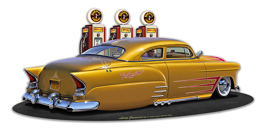 1954 Chev Led Sled Fill-up Vintage Sign, Automotive, Metal Sign, Wall Art, 18 X 9 Inches