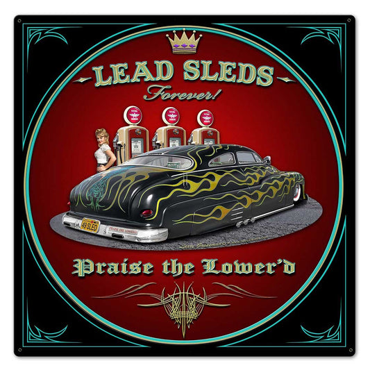 Led Sled Forever Vintage Sign, Automotive, Metal Sign, Wall Art, 24 X 24 Inches