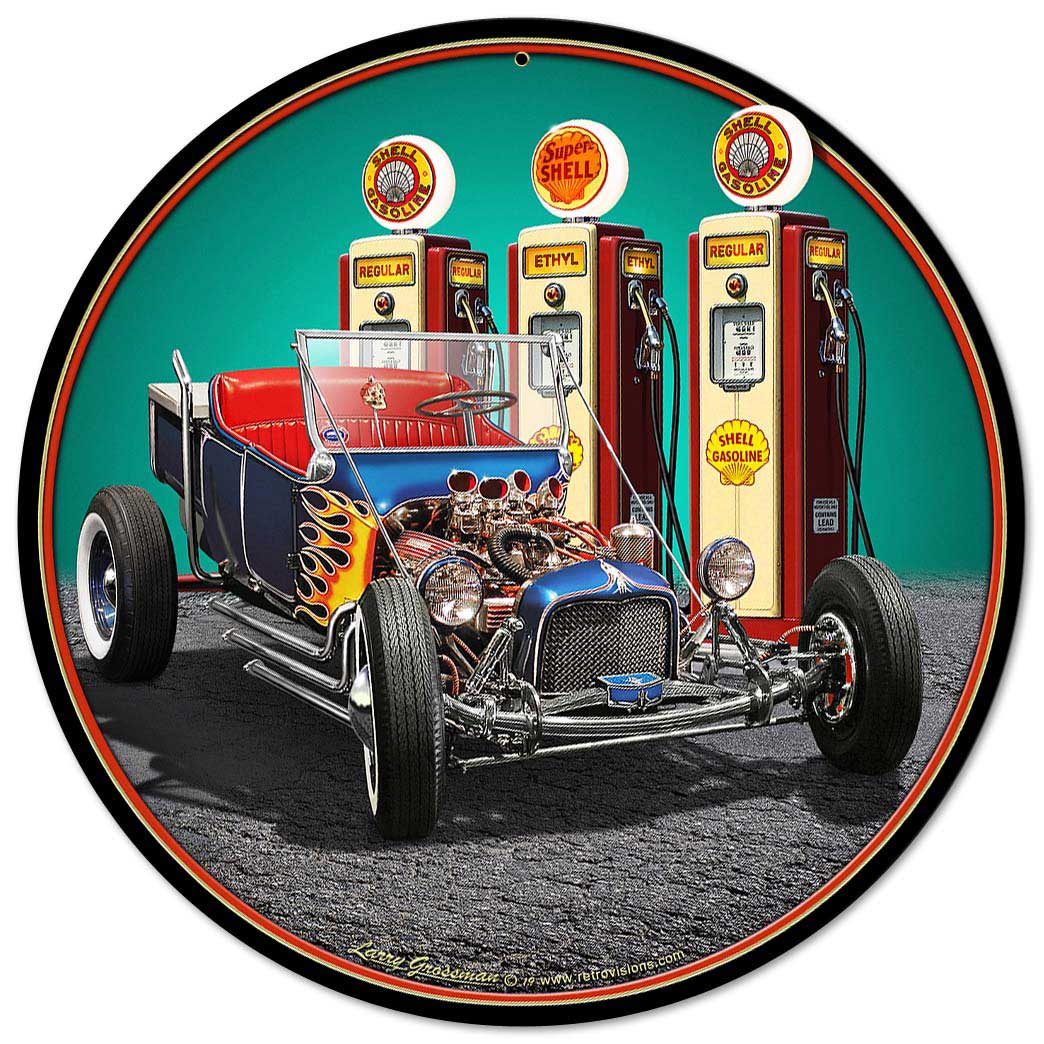 1922 T Bucket Fillup Vintage Sign, Automotive, Metal Sign, Wall Art, 14 X 14 Inches