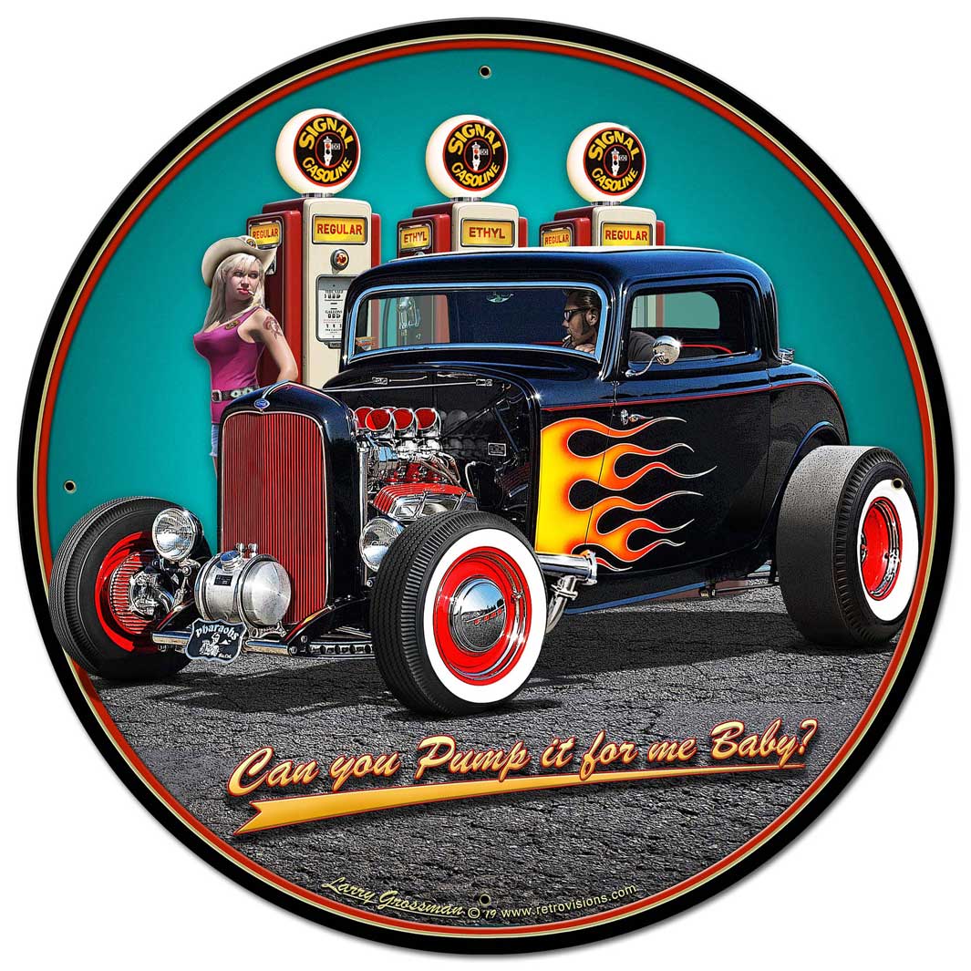 1932 Deuce Coupe Fillup Vintage Sign, Automotive, Metal Sign, Wall Art, 28 X 28 Inches