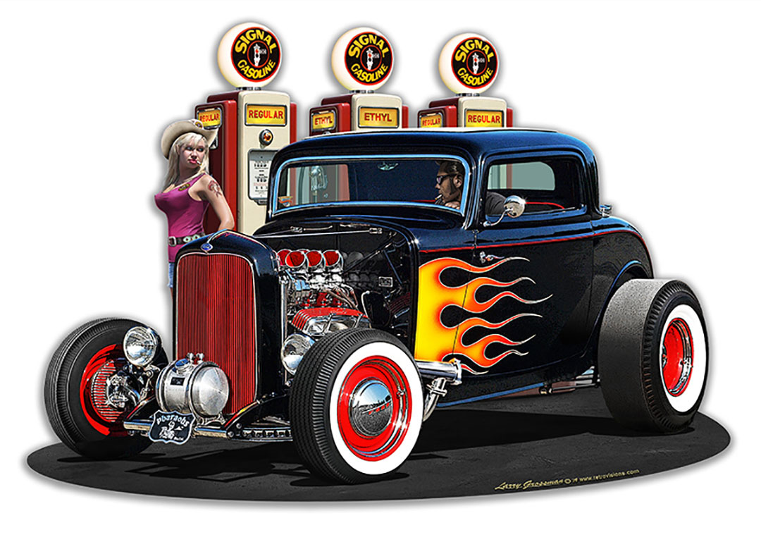 1932 Deuce Coupe Fillup Vintage Sign, Automotive, Metal Sign, Wall Art, 18 X 12 Inches