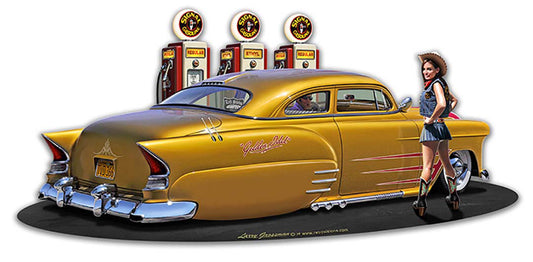 1954 Chev Led Sled Fill-up Vintage Signs, Automotive, Metal Sign, Wall Art, 18 X 9 Inches