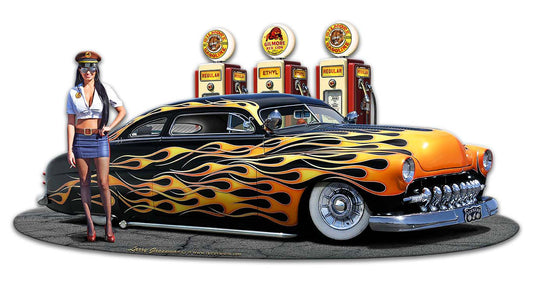 1949 Merc Kustom Fill-up Vintage Sign, Automotive, Metal Sign, Wall Art, 18 X 9 Inches