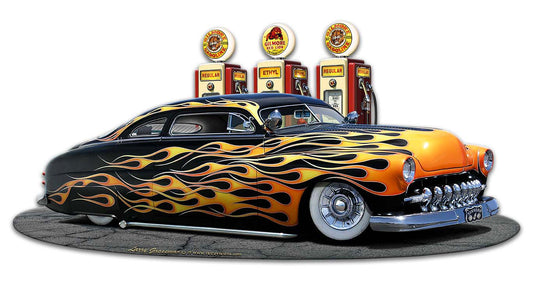 1949 Merc Kustom Fill-up NG Vintage Sign, Automotive, Metal Sign, Wall Art, 18 X 9 Inches
