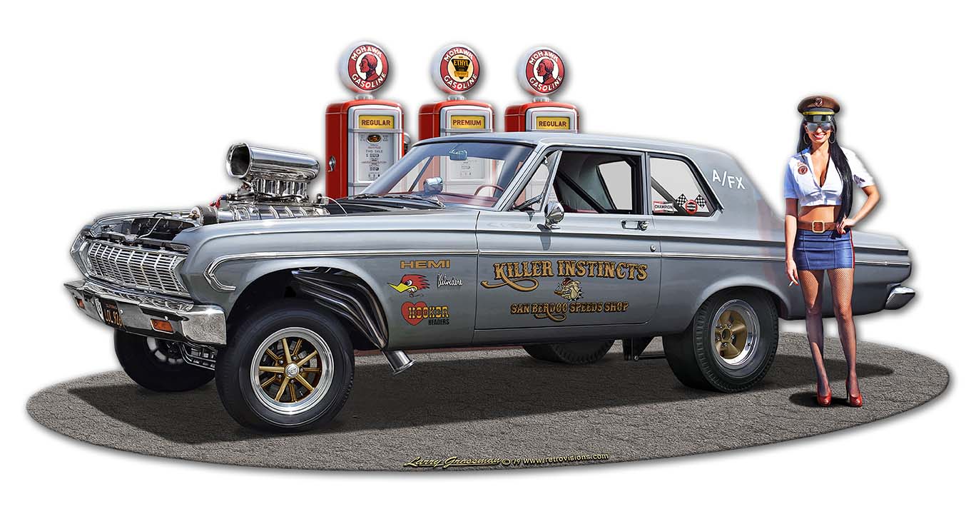 1964 Plymouth Gasser Fill-up WG Vintage Sign, Oil & Petro, Metal Sign, Wall Art, 18 X 9 Inches