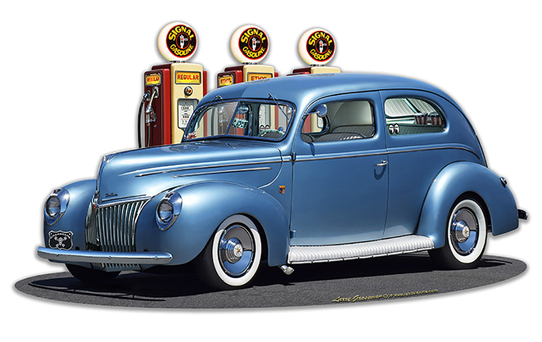 1939 Rod Sedan Fill-up Vintage Sign, Automotive, Metal Sign, Wall Art, 18 X 10 Inches
