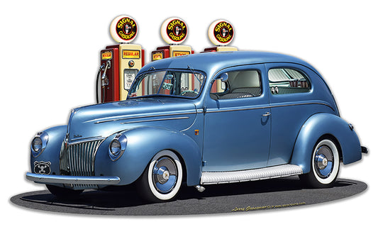 1939 Rod Sedan Fill-up Vintage Sign, Automotive, Metal Sign, Wall Art, 18 X 10 Inches
