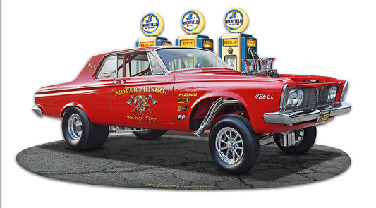 1963 Plymouth Gasser Fill-up Vintage Sign, Oil & Petro, Metal Sign, Wall Art, 18 X 10 Inches