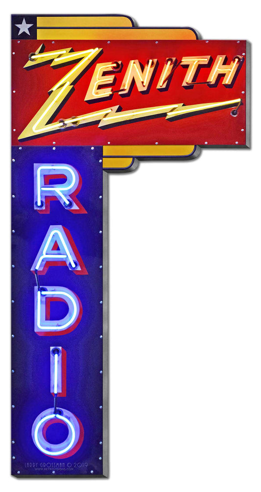 Zenith Radio Sign Vintage Sign, Automotive, Metal Sign, Wall Art, 15 X 30 Inches