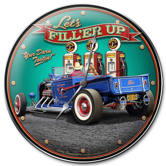 1929 Rod Pickup Fill-Up, Automotive, Metal Sign, Wall Art, 14 X 14 Inches