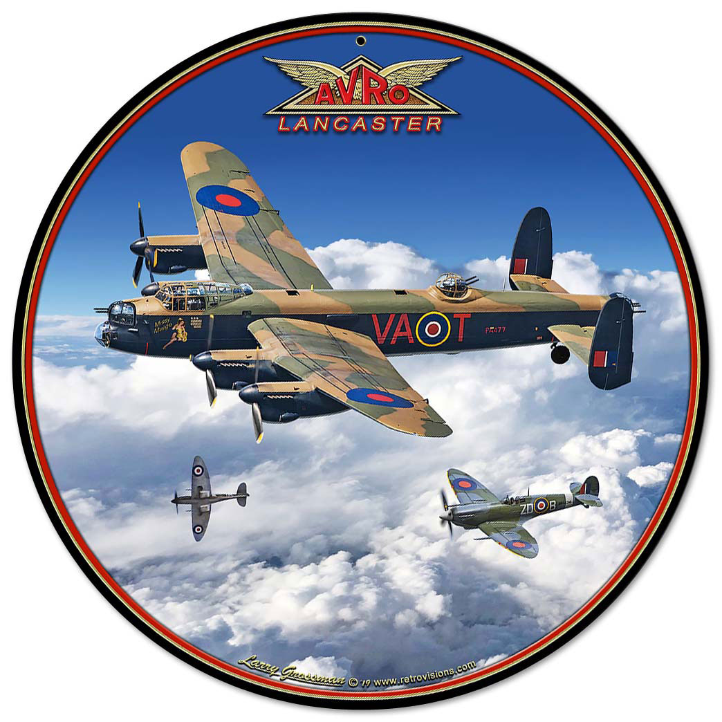 Avro Lancaster Bomber Vintage Sign, Automotive, Metal Sign, Wall Art, 14 X 14 Inches