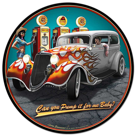 1934 Rod Sedan Fill-up Vintage Sign, Automotive, Metal Sign, Wall Art, 28 X 28 Inches